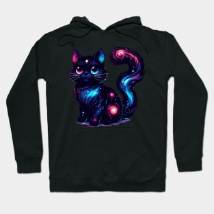 Kawaii Cosmic Cat in Stars Hoodie